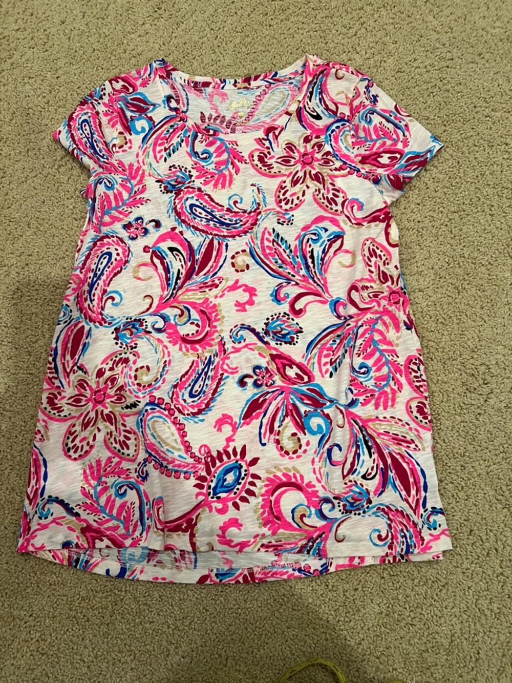 Lilly Pulitzer Pink Blue Paisley Short Sleeve Tee NWT